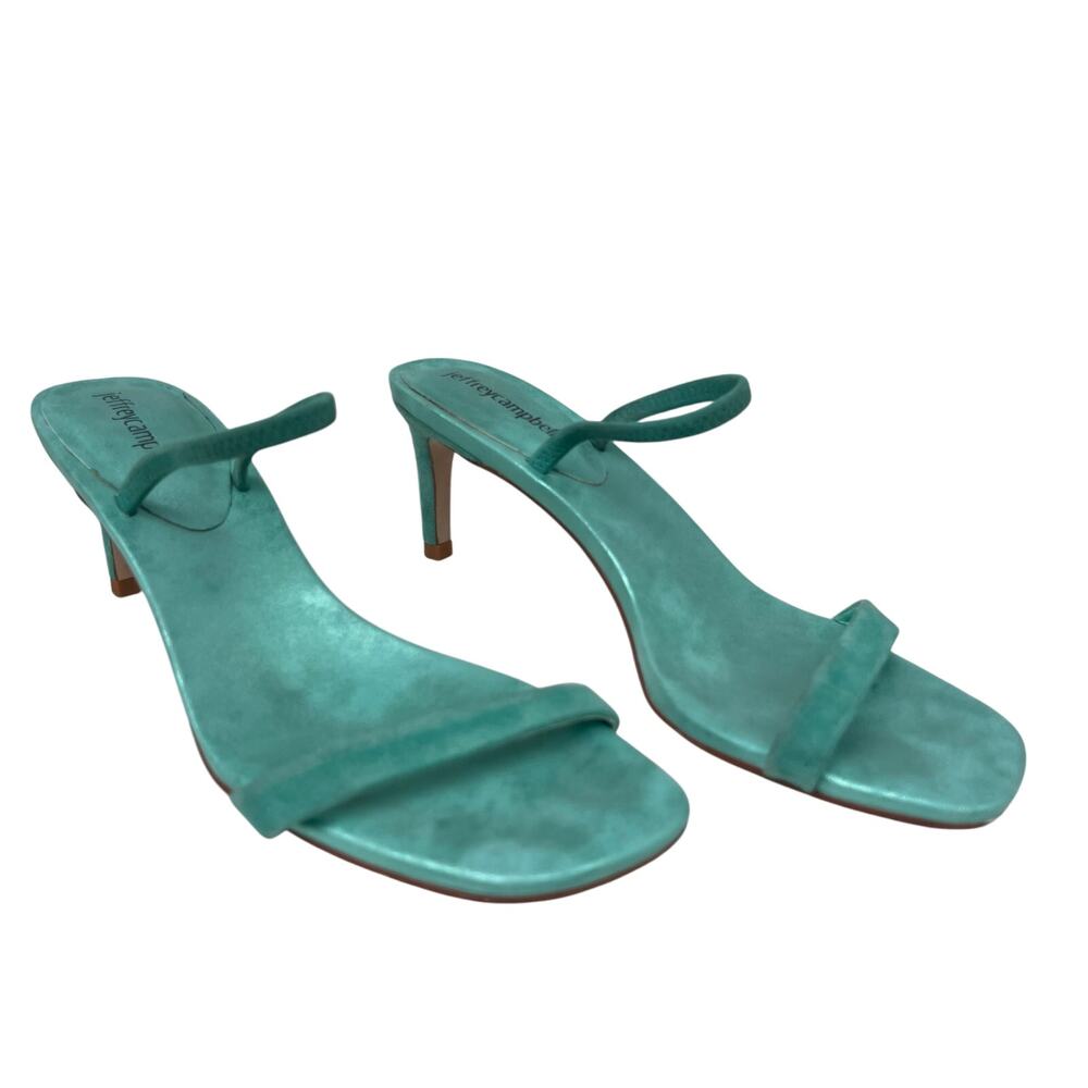 Jeffrey Campbell Hera-Hi Sandals Seafoam Green Metallic Combo Size 9